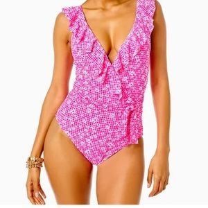 Lilly Pulitzer Vibrant Pink Ruffle One Piece Swimsuit